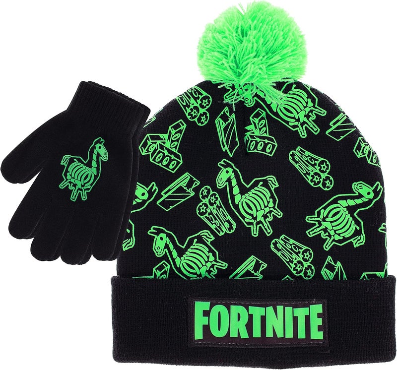 FORTNITE قبعة شتوية للأولاد وقفازات ثلج للأولاد مجموعة من قطعتين - Image 1